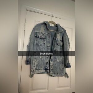 Light wash Distressed Denim Jacket - Size M